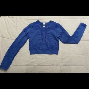 Fabletics laser cut long sleeve crop workout shirt